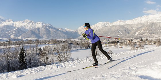 Full power of cross-country skiing trails amidst the alps Full power of cross-country skiing trails amidst the alps